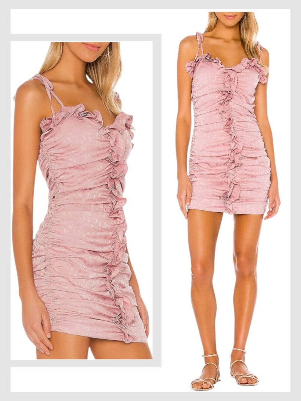 Lovers + Friends Mauve Ruched Ruffle Mini Dress S